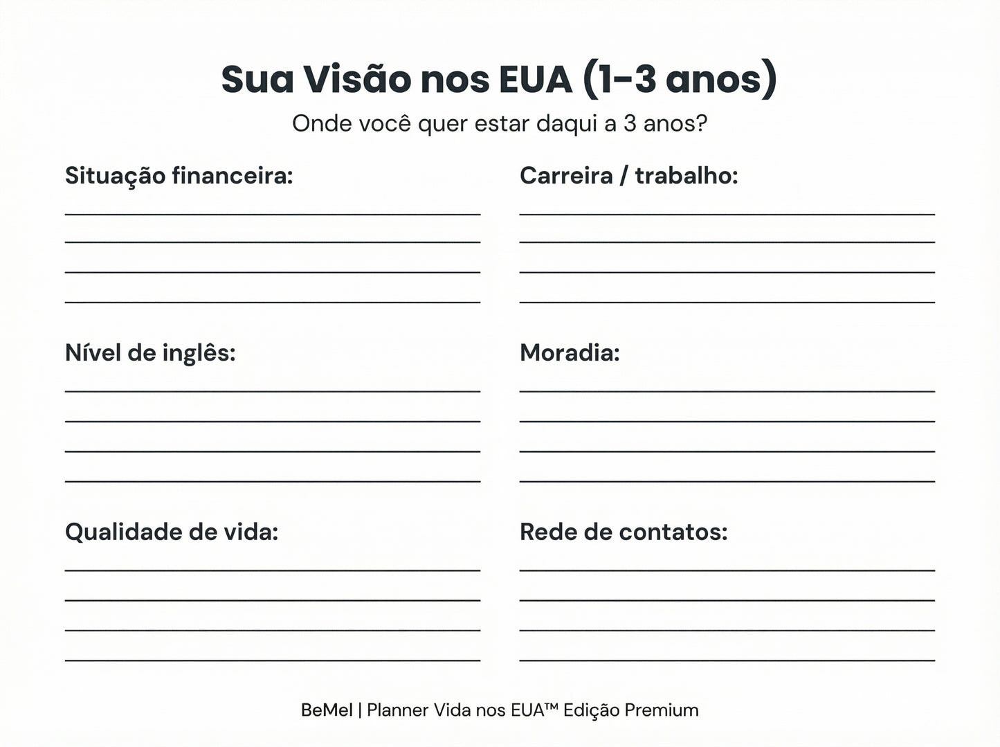 Planner Vida nos Estados Unidos - Planner Digital para Mulheres Brasileiras