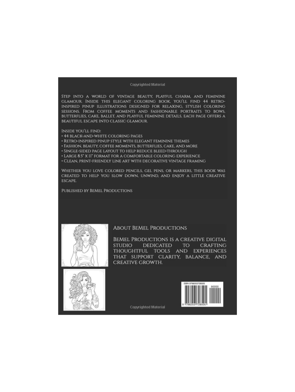 Pinup Glamour Coloring Book for Women – 44 Retro-Inspired Coloring Pages